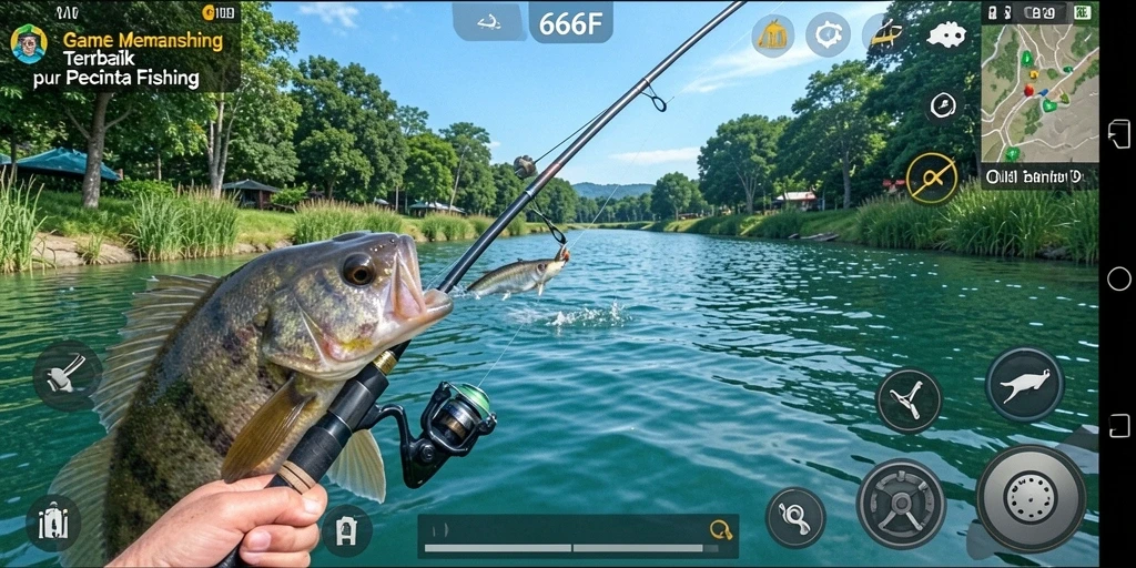 Screenshot gameplay 666F dengan aksi memancing yang seru dan menegangkan.