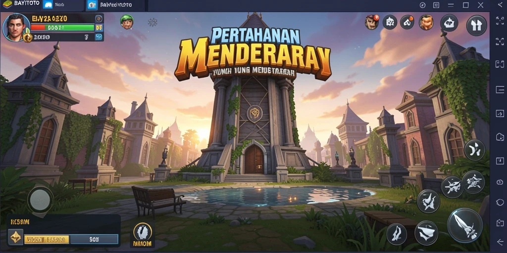 Screenshot gameplay BAYITOTO menampilkan momen mendebarkan saat pertahanan menara bertempur melawan gelombang musuh.