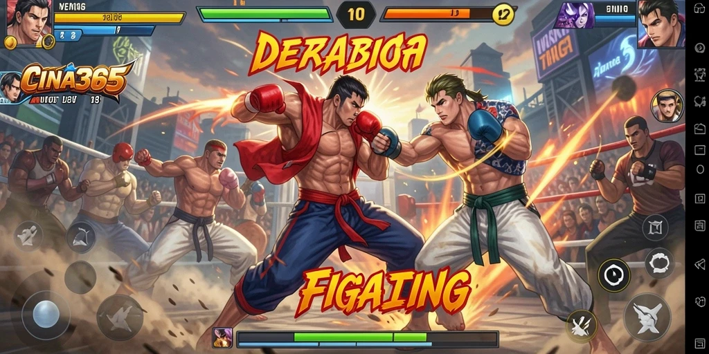 Screenshot gameplay menarik dari CINA365 yang menunjukkan aksi pertarungan.