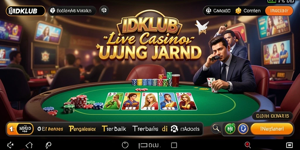 Screenshot utama IDKLUB menampilkan gameplay Live Casino yang seru dan interaktif.