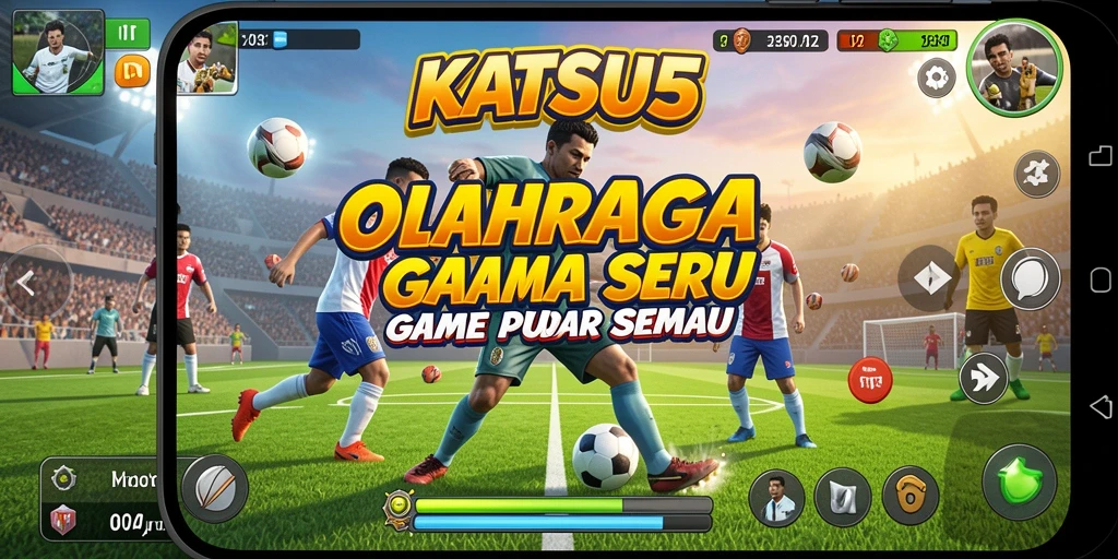Tampilan gameplay KATSU5 dengan aksi olahraga yang seru.