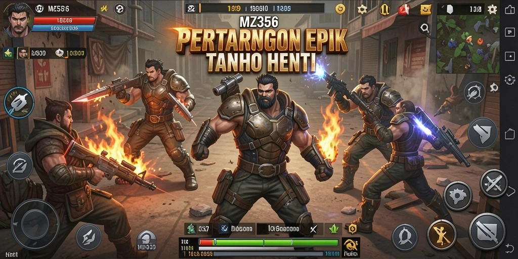 Screenshot MZ356 yang menampilkan pertarungan aksi mendebarkan.