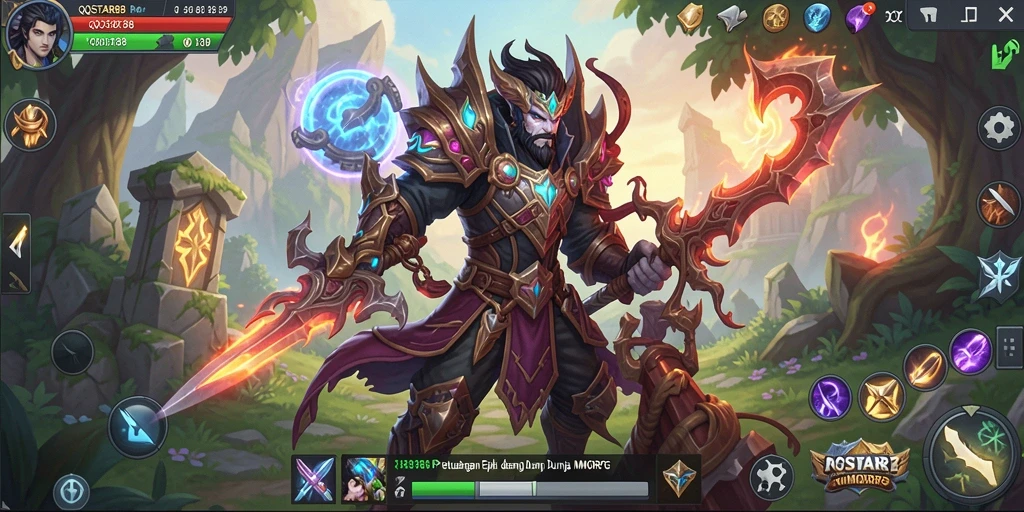 Screenshot gameplay QQSTAR88 menampilkan pertarungan epik dan grafis yang menakjubkan.