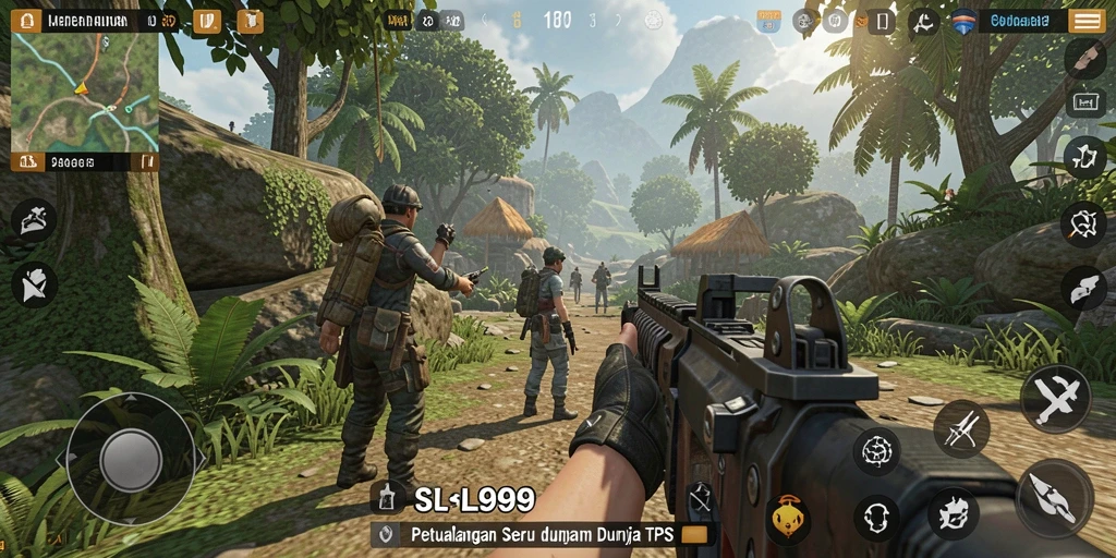 Screenshot SL999 menampilkan aksi menegangkan di medan perang.